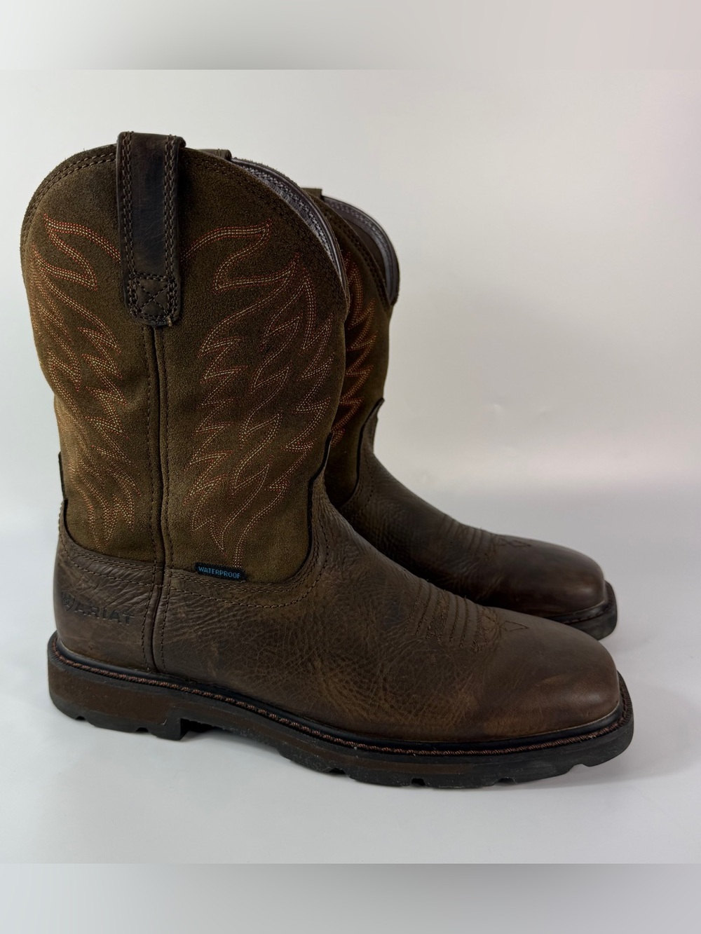 Ariat Workhog Waterproof Soft Toe Western Work Boots Leather Men's Size 10.5 D